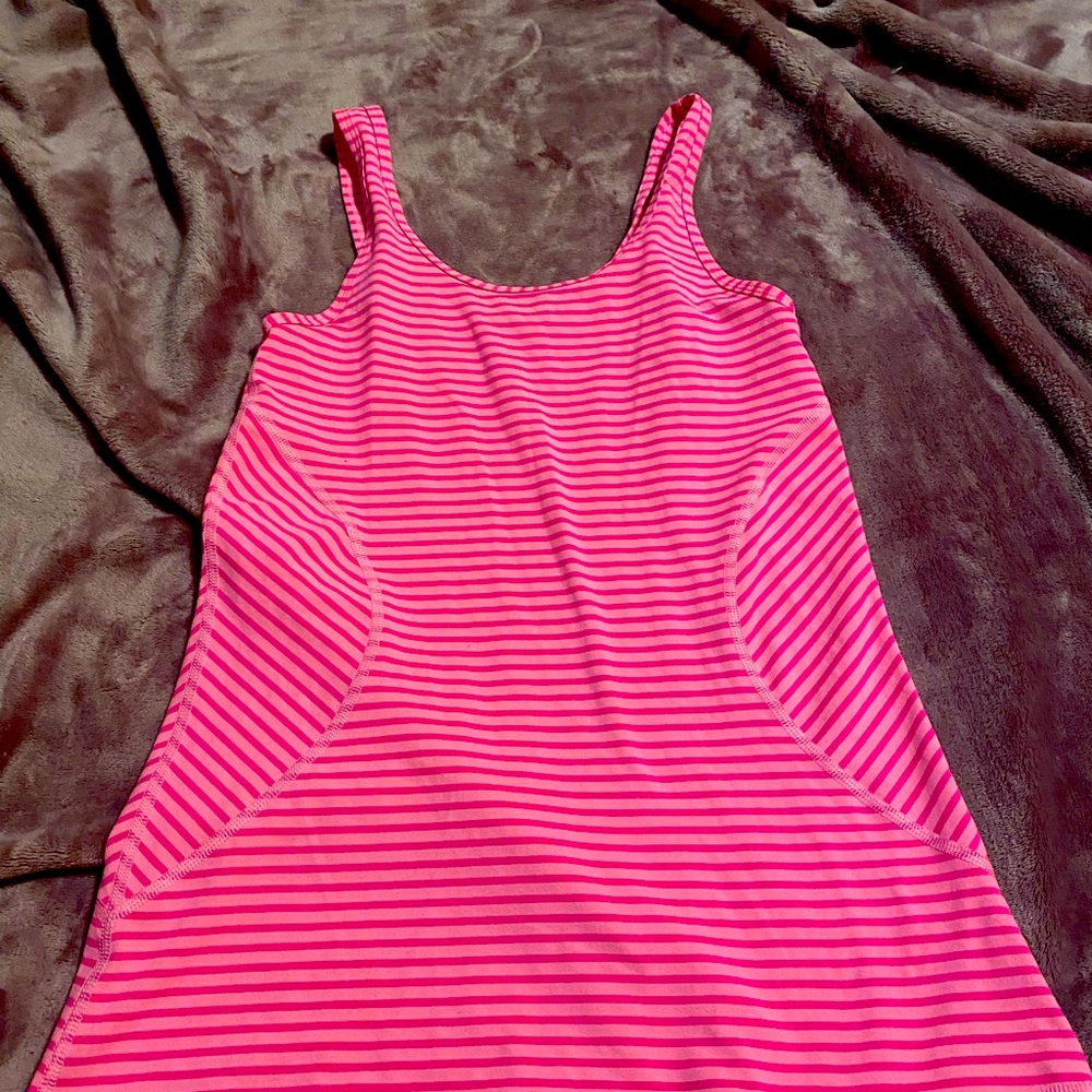 Nordstrom Zella workout tank striped neon pink